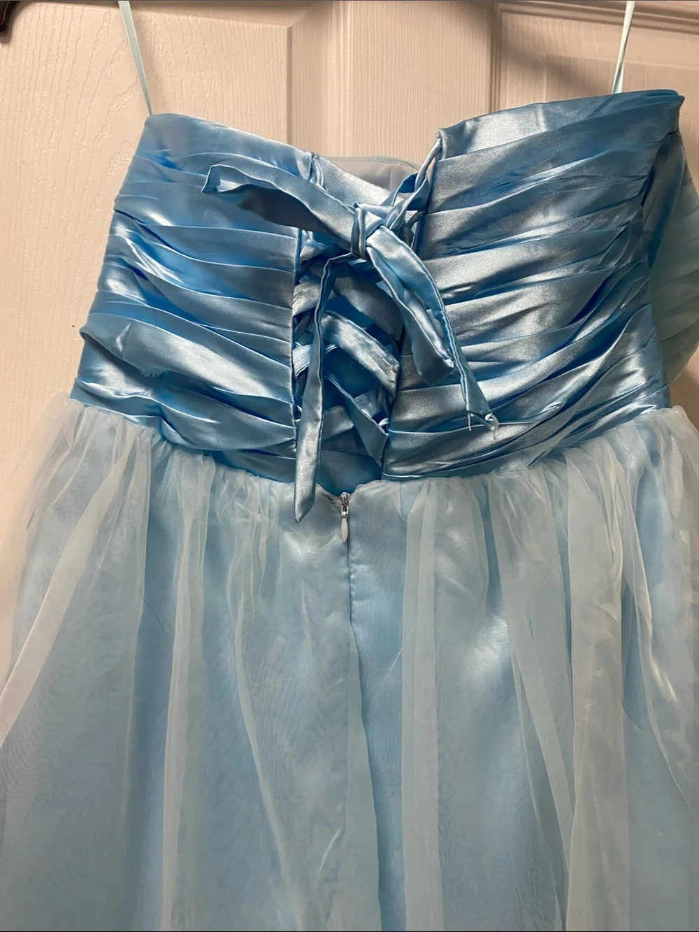 Light Blue Girls' Party Dress with Crystal Accents
